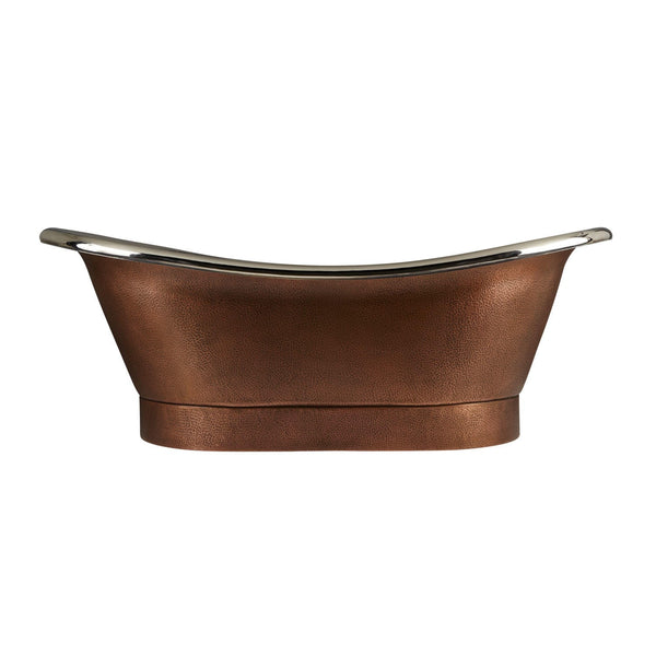 Hammered Double Slipper Nickel Interior Copper Tub
