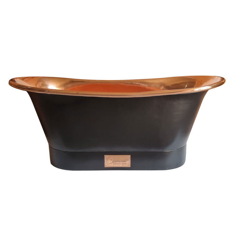 Straight Base Copper Bathtub Black Outside