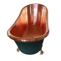 Hammered Clawfoot Copper Bathtub RAL 6004 Blue-Green Exterior