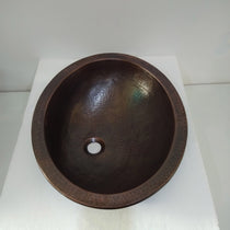 Oval Copper Sink Dark Antique 20 x 15.50 x 6 inch