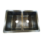 Load image into Gallery viewer, Double Bowl Hammered Front Apron Antique Brass Kitchen Sink
