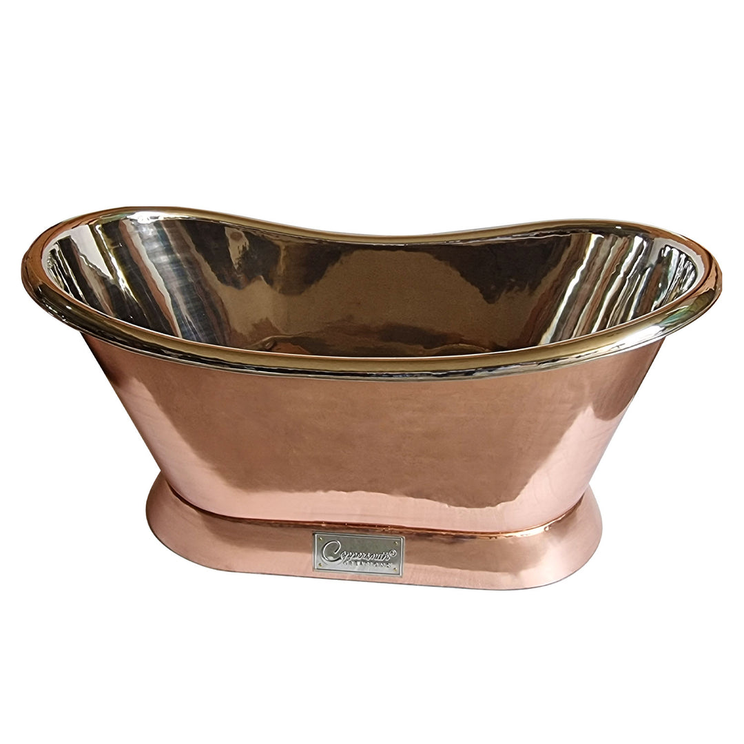 Slanting Base Copper Bathtub Nickel Inside Copper Outside