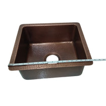 Antique Hammered Copper Bar Sink 17.50" x 15.50" x 8"