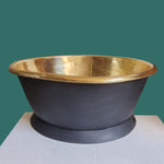 Load image into Gallery viewer, Round Brass Bathtub Matt Black Exterior &amp; Polish Brass Interior
