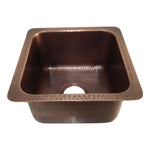 Load image into Gallery viewer, Square Copper Bar Sink Antique Hammered Undermount Sink 14" x 14" x 8"
