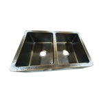 Load image into Gallery viewer, Double Bowl Hammered Front Apron Antique Brass Kitchen Sink
