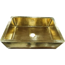 Single Bowl Hammered Front Apron Shining Brass Kitchen Sink