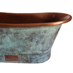 Load image into Gallery viewer, Copper Bathtub Copper Interior &amp; Blue Green Patina Exterior Finish
