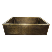 Single Bowl Hammered Front Apron Antique Brass Kitchen Sink