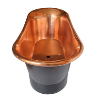 Straight Base Copper Bathtub Black Outside
