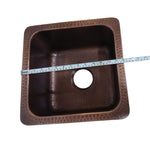 Load image into Gallery viewer, Square Copper Bar Sink Antique Hammered Undermount Sink 14" x 14" x 8"

