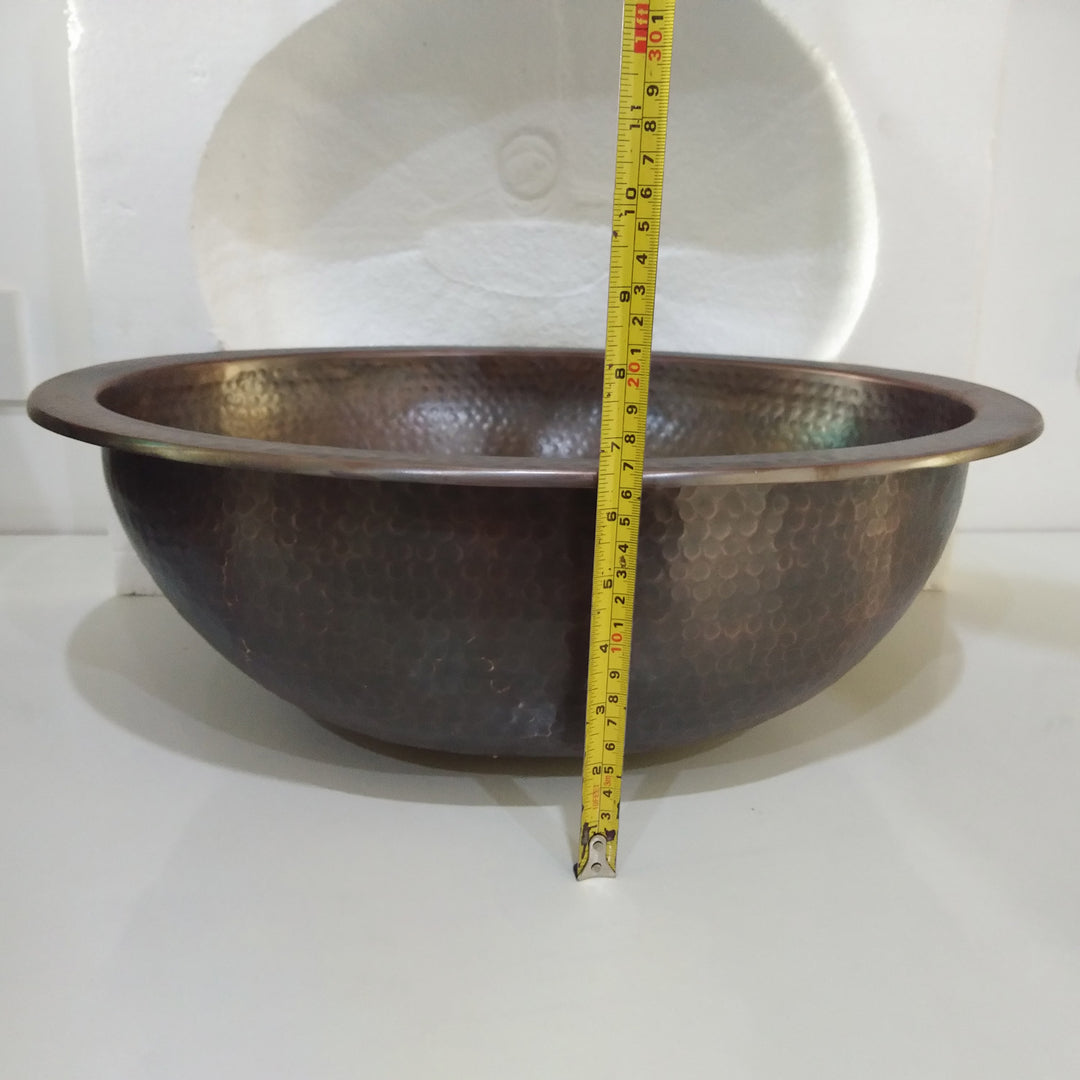 Oval Copper Sink Dark Antique 20 x 15.50 x 6 inch