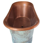 Load image into Gallery viewer, Copper Bathtub Copper Interior &amp; Blue Green Patina Exterior Finish
