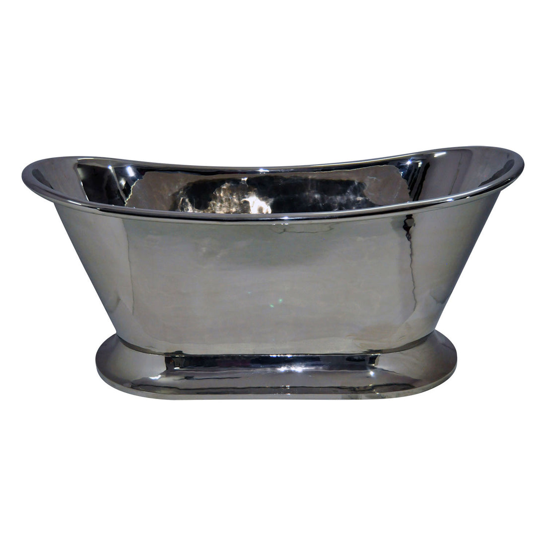 Nickel Finish Curved Pedestal Copper Bathtub - Coppersmith Creations