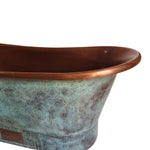 Load image into Gallery viewer, Copper Bathtub Copper Interior &amp; Blue Green Patina Exterior Finish
