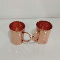 Cylindrical Copper Mugs Hammered