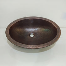 Oval Copper Sink Dark Antique 20 x 15.50 x 6 inch