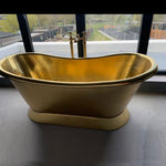 Load image into Gallery viewer, Slanting Base Brass Bathtub Polished Full Brass Finish

