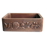 Load image into Gallery viewer, Copper Farmhouse Sink Sunflower Front Apron
