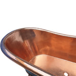 Load image into Gallery viewer, Hammered Clawfoot Copper Bathtub Copper Interior &amp; Black Exterior
