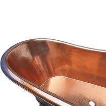 Hammered Clawfoot Copper Bathtub Copper Interior & Black Exterior