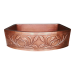 Load image into Gallery viewer, D Shape Petal Front Apron Copper Kitchen Sink
