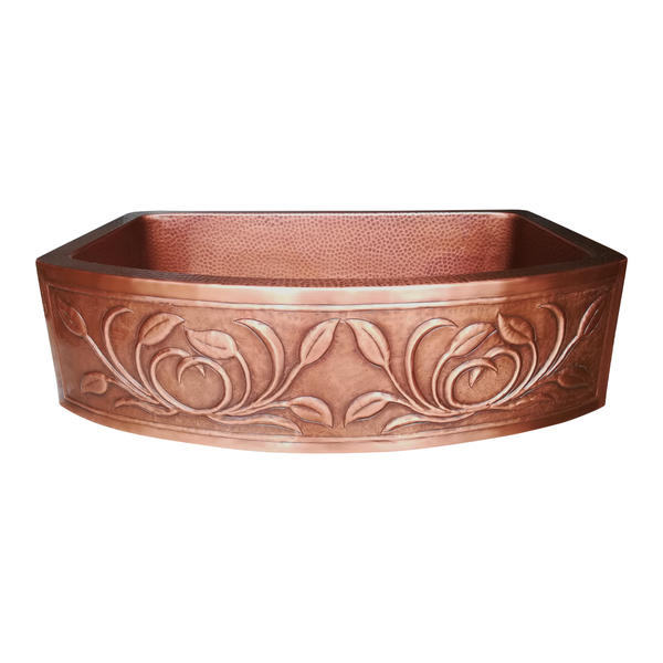 D Shape Petal Front Apron Copper Kitchen Sink
