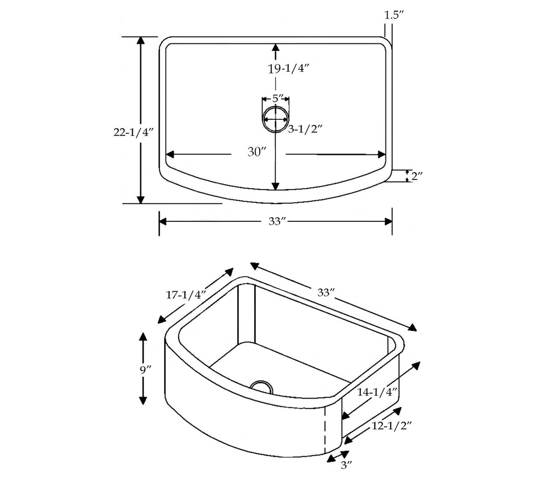 D Shape Woven Front Apron Copper Kitchen Sink