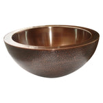 Load image into Gallery viewer, Double Wall Copper Sink Outside Hammered Inside Smooth
