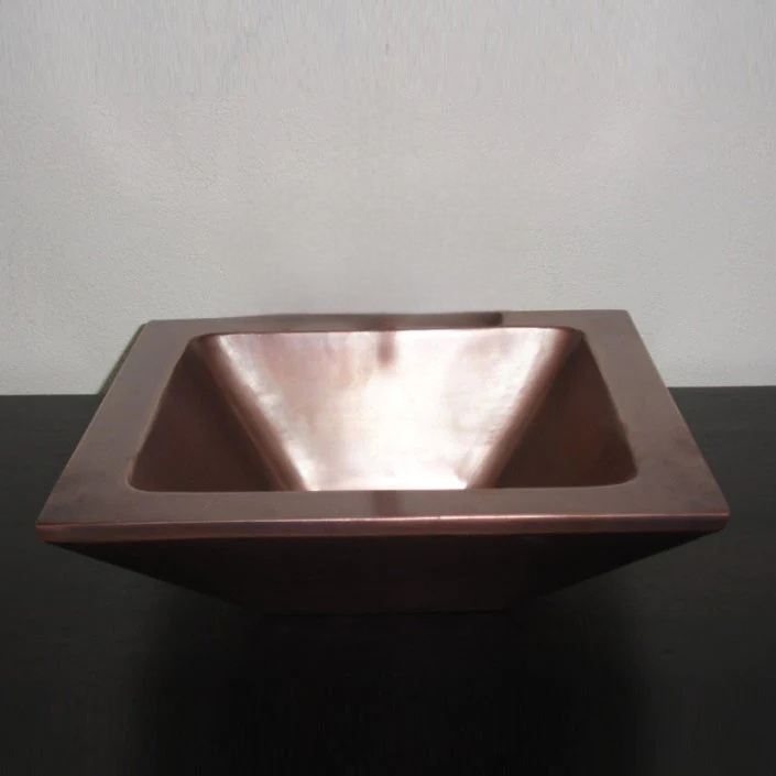 Square Double Wall Copper Sink Tapering Depth