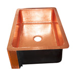 Load image into Gallery viewer, Single Bowl Copper Kitchen Sink Front Apron Hammered Shining Copper Finish
