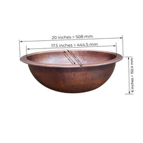 Oval Copper Sink Medium Antique 20 x 15.50 x 6 inch