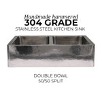 Load image into Gallery viewer, Stainless Steel Kitchen Sink Front Apron Hammered Double Bowl

