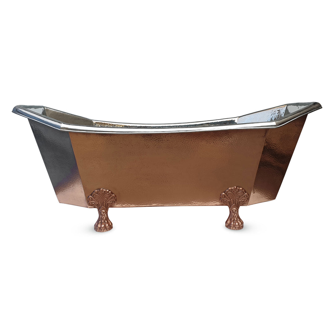 Eight Sided Clawfoot Copper Bathtub Nickel Inside Outside Shining Copper