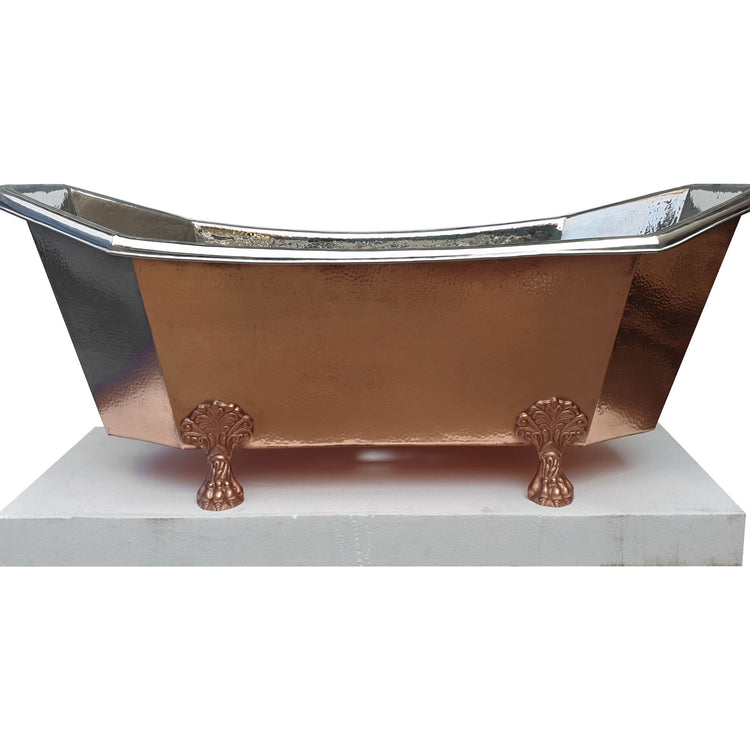 Eight Sided Clawfoot Copper Bathtub Nickel Inside Outside Shining Copper