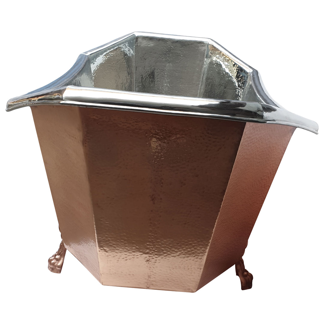 Eight Sided Clawfoot Copper Bathtub Nickel Inside Outside Shining Copper