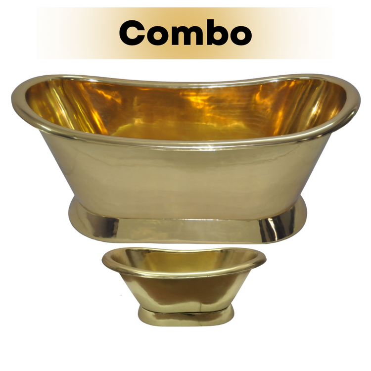 Brass Bathtub + Brass Sink: A Stunning Bath Space Duo