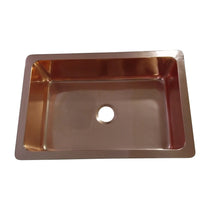 Single Bowl Copper Kitchen Sink Front Apron Smooth Shining Copper Finish