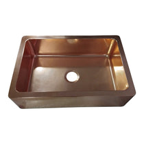 Single Bowl Copper Kitchen Sink Front Apron Smooth Shining Copper Finish