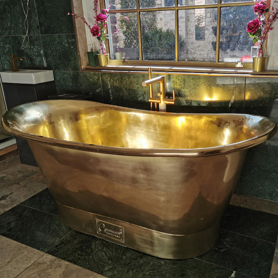 Straight Base Brass Bathtub Full Polished Brass Finish