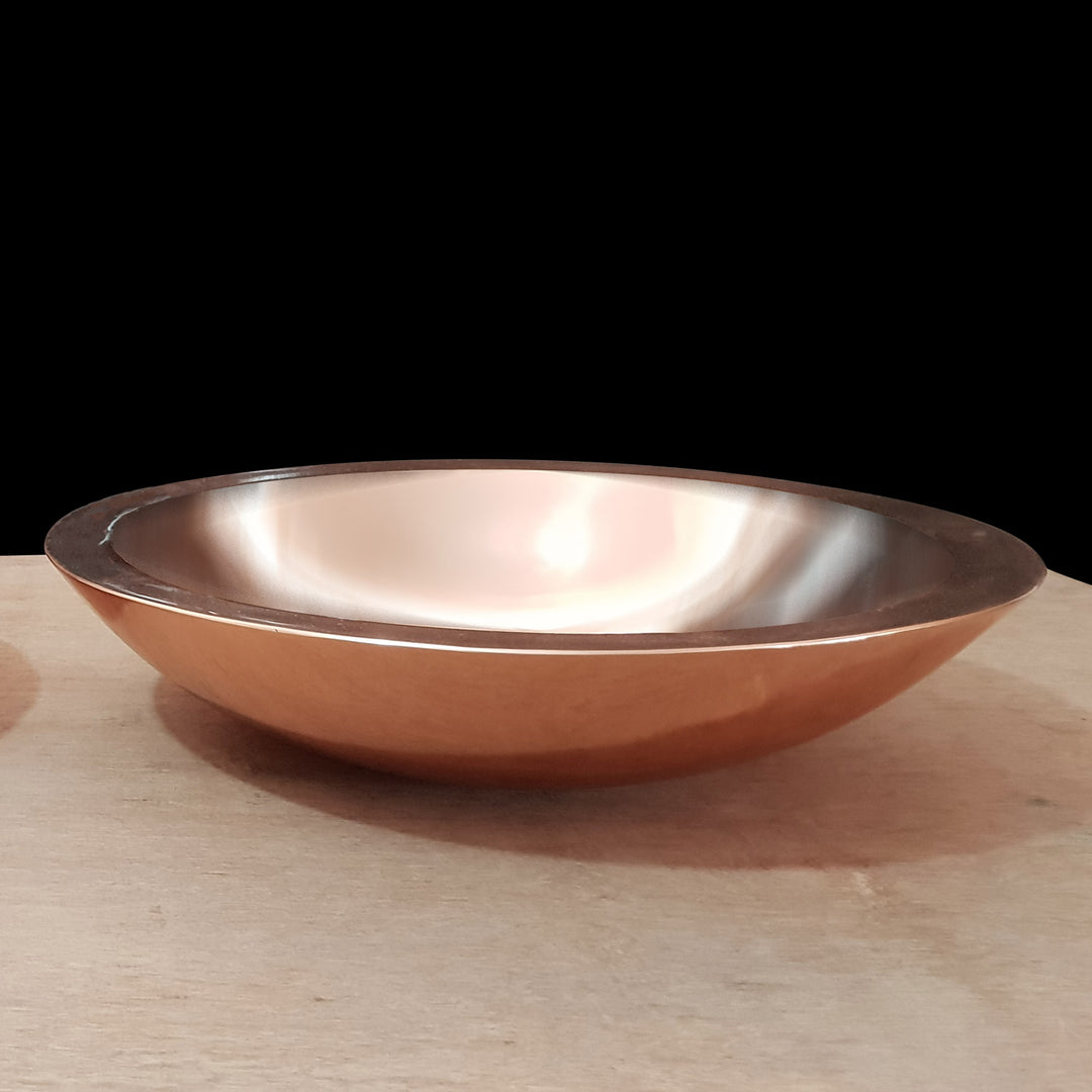 Round Copper Sink Polished 18 x 5