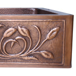 Load image into Gallery viewer, Single Bowl Petal Front Apron Copper Kitchen Sink
