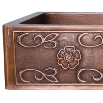 Single Bowl Two Squares in one Square Pattern front apron Copper Kitchen Sink