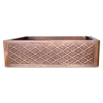Load image into Gallery viewer, Single Bowl Two Squares in one Square Pattern front apron Copper Kitchen Sink

