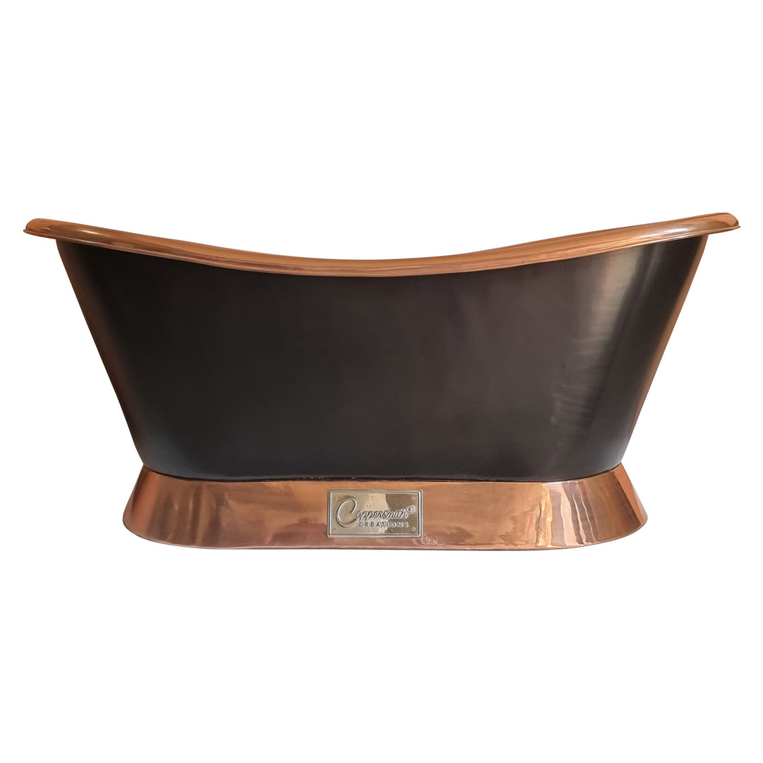 Slanting Base Copper Bathtub Copper Inside & on Base Black Outside