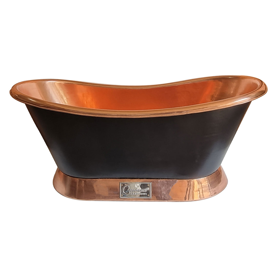 Slanting Base Copper Bathtub Copper Inside & on Base Black Outside