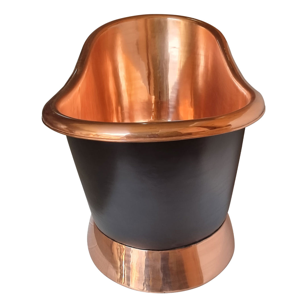 Slanting Base Copper Bathtub Copper Inside & on Base Black Outside