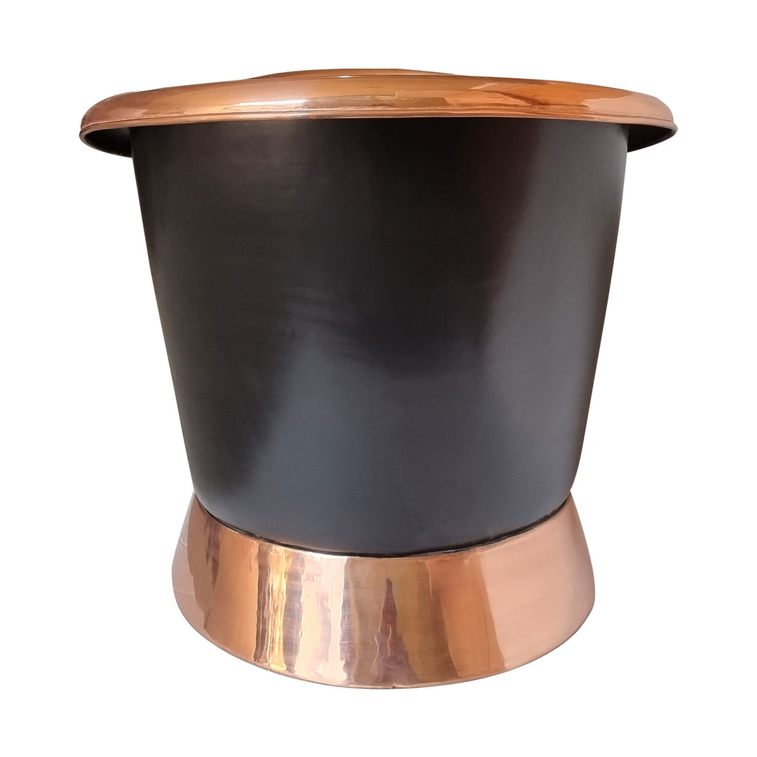 Slanting Base Copper Bathtub Copper Inside & on Base Black Outside