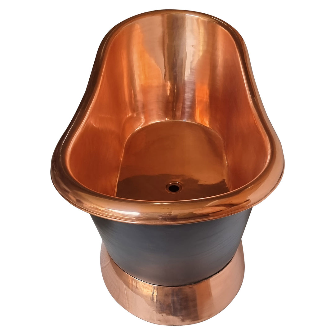 Slanting Base Copper Bathtub Copper Inside & on Base Black Outside
