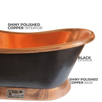 Slanting Base Copper Bathtub Copper Inside & on Base Black Outside
